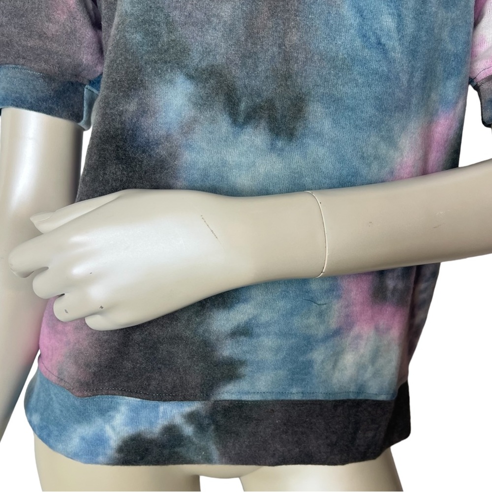 Amore All F..Y. Blue Pink Gray Tie Dye Inspired Short Sleeve Top - Picture 4 of 8